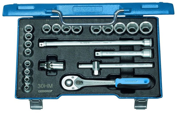 GEDORE dopsleutelset 3/8'', 22-delig, zeskantprofiel, omschakelbare ratel, 6235470