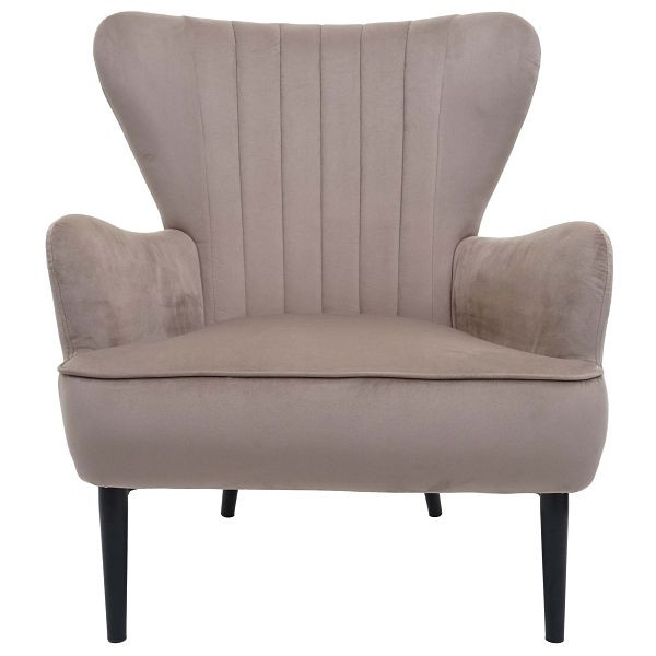 Mendler fauteuil HWC-K37, cocktailstoel, gestoffeerde stoel, fluweel, taupe, 89738