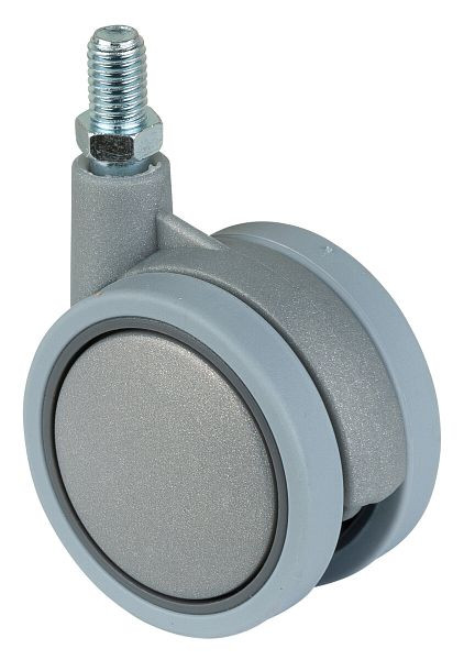 BS rollen kunststof dubbele rol grijs, wiel-Ø 60 mm, draagvermogen 35 kg, hoogte 75 mm, draadstift 10x15 mm, VE 8 stuks, F328.061