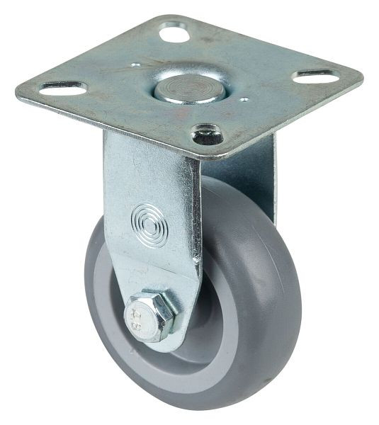 BS rollen apparatenrol, plaat, wielbreedte 20 mm, wiel-Ø 50 mm, draagvermogen 50 kg, grijs rubberen loopvlak, glijlager, VE = 8 stuks, A310.A80.050