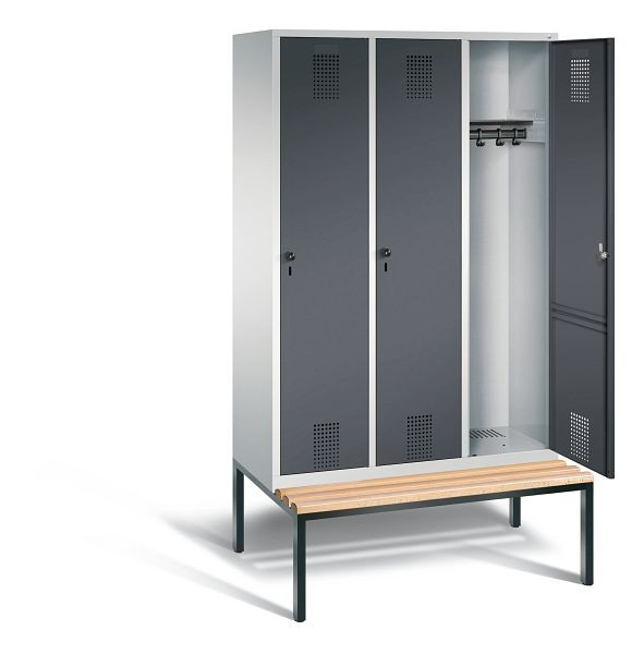 C+P garderobe Evolo, H2090xB1200xD815mm, kleur: lichtgrijs / zwartgrijs, 48050-32 S10118