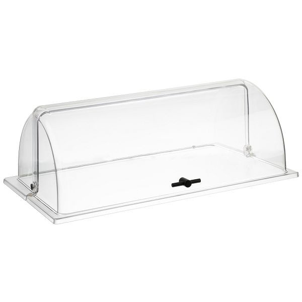 APS GN 1/1 rolkap, 53 x 32,5 x 19 cm, polycarbonaat, zwarte kruisgreep, geschikt voor alle GN 1/1, eenvoudig te openen en te sluiten, 90°, 11075