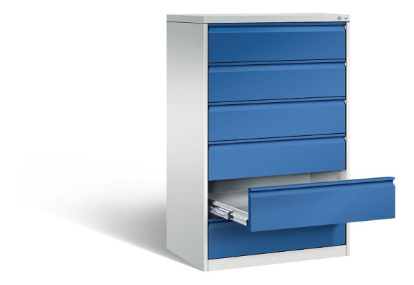 C+P archiefkast Acurado, H1357xB787xD590mm, kleur: lichtgrijs / gentiaanblauw, handgreep, 12936-323 S10011