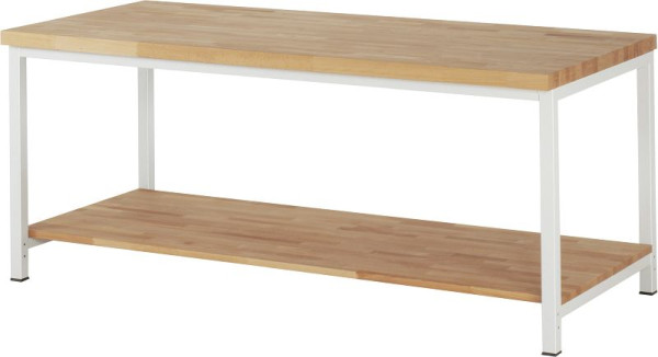 RAU werkbank serie 8000 - frameconstructie (gelast frame), massief beukenhouten plank, 2000x840x900 mm, 03-8000-7-209B4S.12