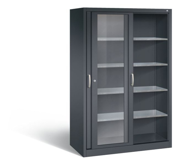 C+P schuifdeurkast Acurado, H1950xB1200xD600mm, kleur: zwart-grijs, beugelgreep, 2069-055 S10035