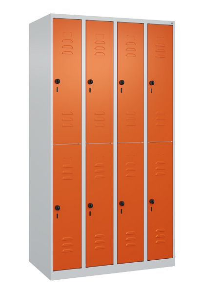 C+P Doppelstöckiger Spind Classic PLUS, 4 Abteile, 1850x1000x500mm, 7035/2004, Drehriegel, 080300-49 S10000