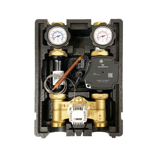 Environ EcoMix verwarmingscircuitpompgroep met driewegmengkraan, hart capillaire thermostaatkop 20-50°C aanvoer rechts, ENECO002HR2050UPM3