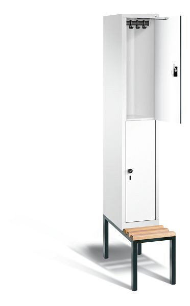C+P locker, dubbellaags Evolo, H2090xB320xD815mm, kleur: verkeerswit / decor wit, 48350-10 S10090