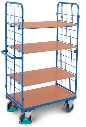DENIOS plankenwagen classic-line met 4 planken, 2 gaaswanden, TPE, 1000x700, 500kg, 258-225