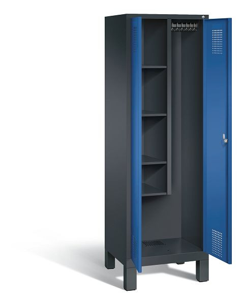 C+P reinigingsmiddelenkast Evolo, H1850xB610xD500mm, kleur: zwartgrijs / gentiaanblauw, 48110-00 S10071