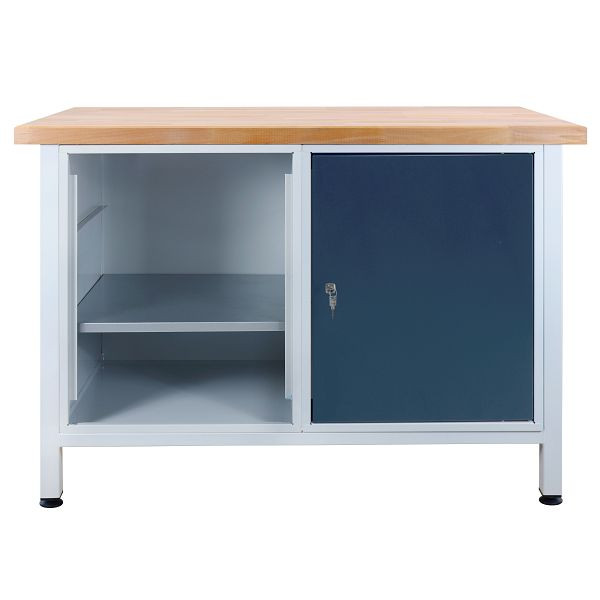 ADB werkbankdeur + plankdeel -1, afmetingen: 1200x600x840mm (BxDxH), kleur werktafel: grijs, RAL 7035, kleur deur: antracietgrijs (RAL 7016), 42925