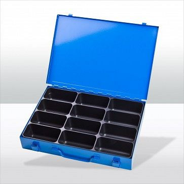 ADB gereedschapskofferset met 12-voudig tussenschot, buitenmaat koffer LxBxH: 33,5x24x5 cm, kleur: blauw, RAL 5015, 88604