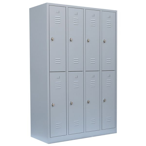 Lüllmann XL kledingkast, 4 vakken, dubbeldekker, H 1950 x B 1170 x D 500 mm, lichtgrijs, 521240
