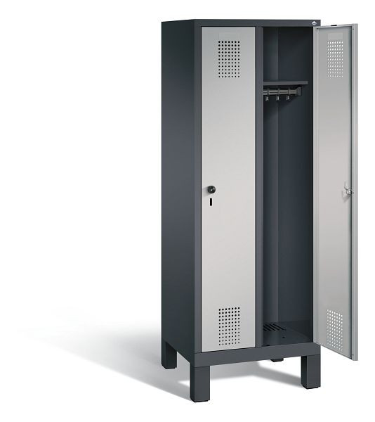 C+P schoolkluis Evolo, H1650xW610xD500mm, kleur: zwart-grijs/wit aluminium, 480106-20 S10019