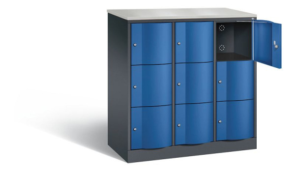 C+P lockerkast Resisto, H1255xB1148xD540mm, kleur: zwartgrijs / gentiaanblauw, 8573-372 S10689