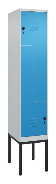C+P Z-Spind Classic PLUS, Gestell, 2 Abteile, 2120x400x500mm, 7035/5012, Drehriegel, 0800337-122 S10004