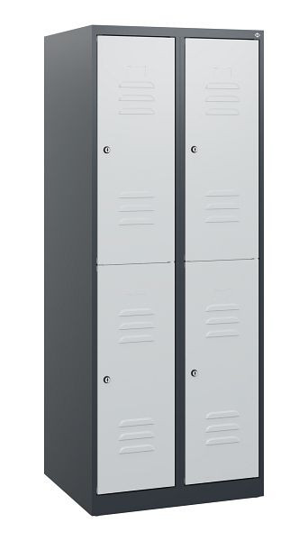 C+P Doppelstöckiger Spind Classic PLUS, 2 Abteile, 1530x600x500mm, 7016/7035, Zylinderschlösser, 0803005-20 S10013