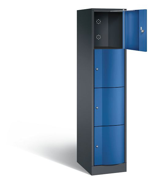 C+P lockerkast Resisto, H1950xB396xD540mm, kleur: zwartgrijs / gentiaanblauw, 8470-172 S10037