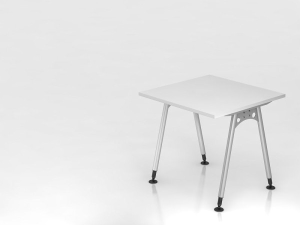 Hammerbacher bureau A-poot 80x80 wit, rechthoekige vorm, VAS08/W/S