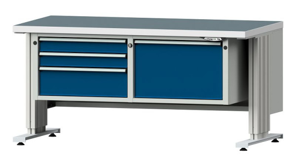 ANKE werkbanken werktafel LIFT met onderstel breed, model 802 VL, 1500 x 800 x 740-1140 mm, RAL 7035/5010, UBP 40 mm, 405.507