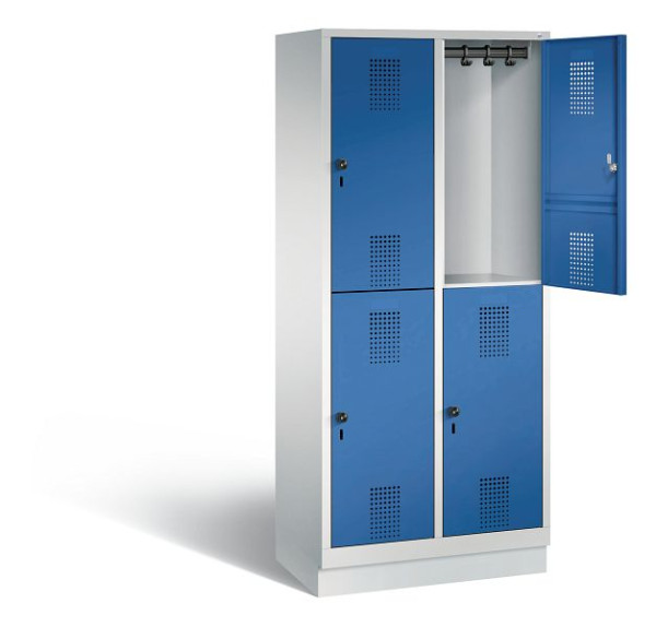 C+P locker dubbeldekker Evolo, H1800xW810xD500mm, kleur: lichtgrijs / gentiaanblauw, 48320-22 S10013
