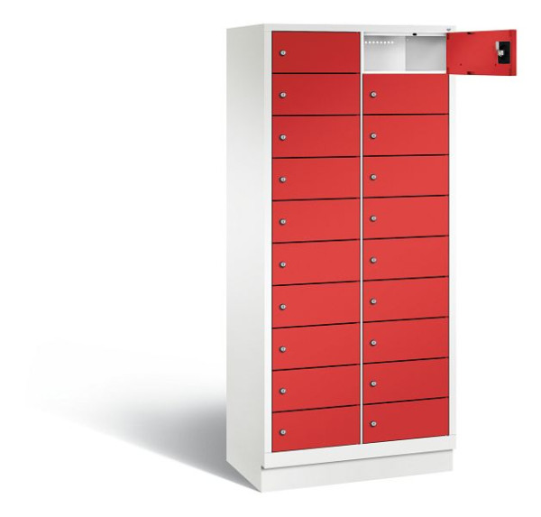 C+P lockerkast Evolo, H1800xW810xD500mm, kleur: verkeerswit / vuurrood, 48020-2210 S10175