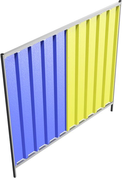Schake bouwhek trapeze, plaatcoating: blauw/geel, hoogte: 2,0 m, 3B2022BG