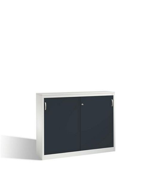 C+P dressoir met schuifdeuren Acurado, H1200xB1600xD400mm, kleur: lichtgrijs/zwartgrijs, beugelgreep, 3 niveaus, 2147-1200 S10076