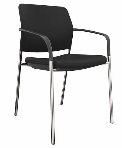 DENIOS bezoekersstoel Cay, vierpoots, armleuning, stapelbaar, zwart, 292438