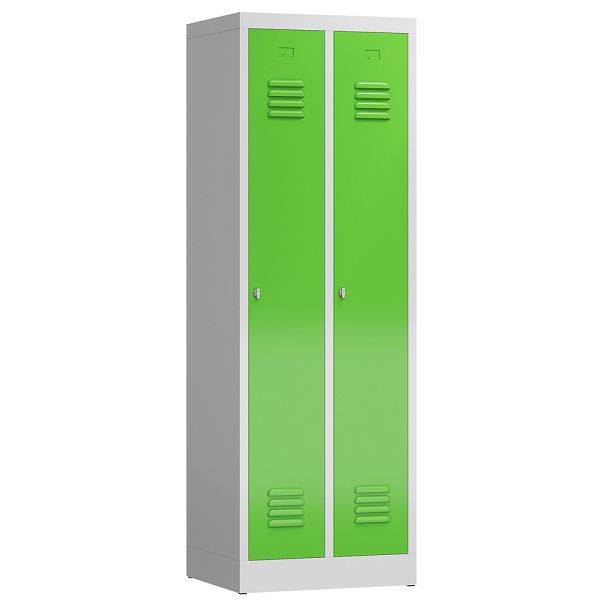 Lüllmann ClassiX kledingkast, 2 vakken, 1800 x 590 x 500 mm, lichtgrijs/geelgroen, X-510125