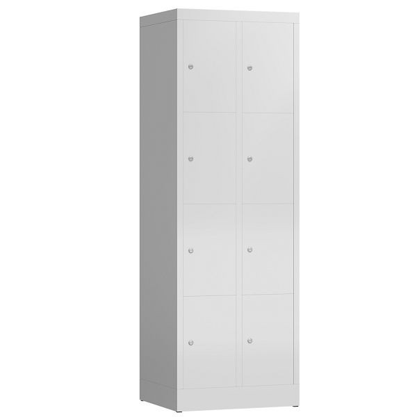 Lüllmann ClassiX lockerkast, 2 compartimenten met elk 4 compartimenten, 1800 x 590 x 500 mm, lichtgrijs, X-520420