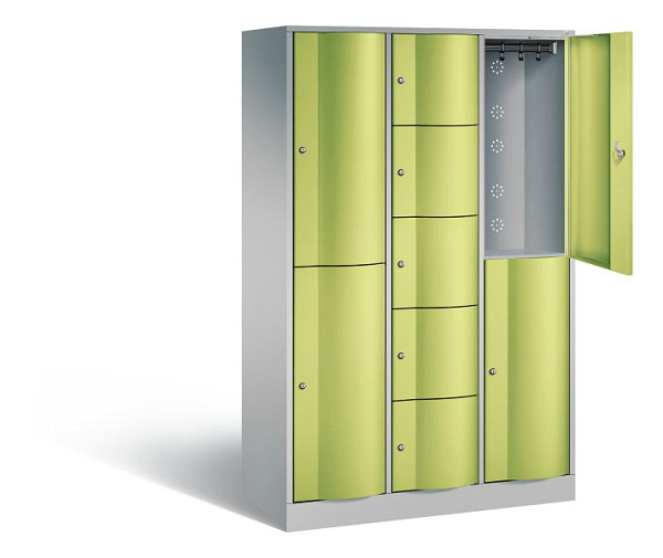 C+P combinatie lockerkast Resisto, H1950xB1148xD540mm, kleur: wit aluminium / virid groen, 8070-3720 S10031