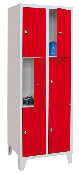 Pavoy Schließfachschrank mit Sockel 1850/500/600, 2b x 3h, Zylinderschloss, Abteilbreite 300, glatte Türen, 61265-233-401-910
