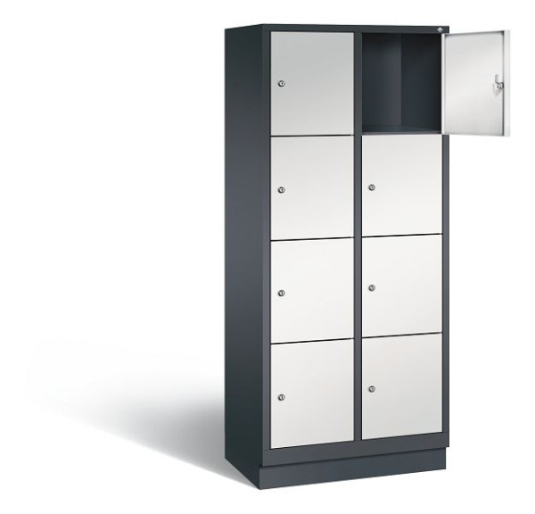 C+P lockerkast Evolo, H1800xW810xD500mm, kleur: zwartgrijs/lichtgrijs, 48020-224 S10074