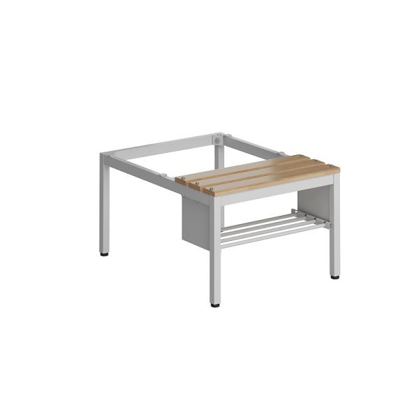 Lüllmann ClassiX bankonderstel met schoenenrek, beuken zitkussens, 420 x 590 x 800 mm, lichtgrijs, X-524230