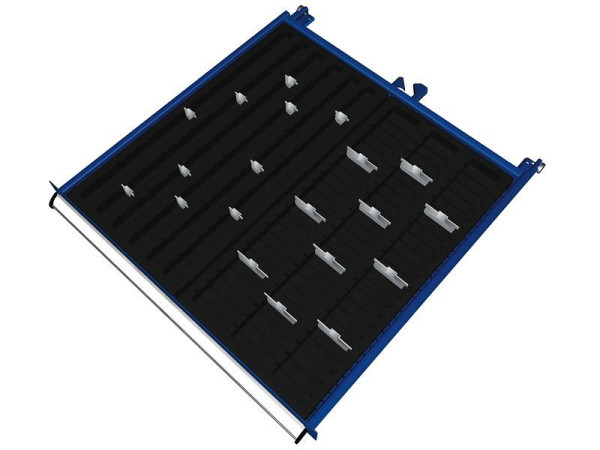 KLW scheidingsmateriaalset voor lades vakhoogte 50 tot 400 mm in SGB kast, kastmaat 725 x 750 mm B x D, SGB-B08-030