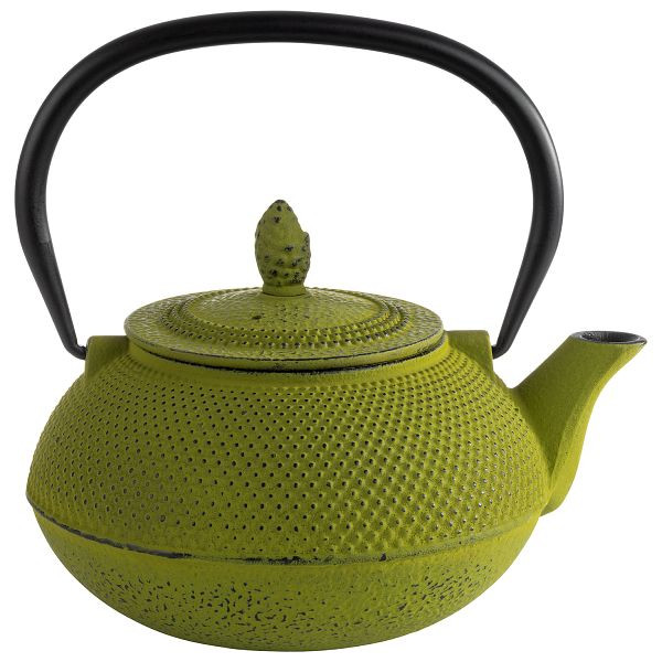 APS theepot -ASIA-, 17 x 14 x 17 cm, gietijzer, binnenkant geëmailleerd, 0,8 liter, groen, met afneembaar deksel, inclusief theezeefje, gemaakt van roestvrij staal, 10996