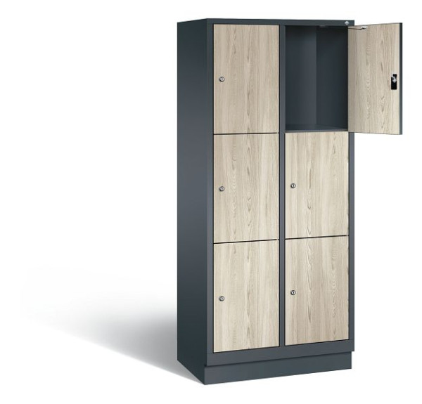 C+P lockerkast Evolo, H1800xW810xD500mm, kleur: antracietgrijs / Sen ash decor, 48020-223 S10224