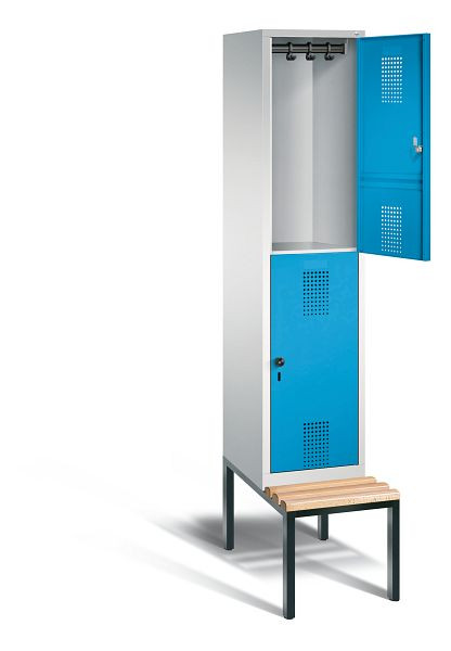 C+P locker dubbeldekker Evolo, H2090xW420xD815mm, kleur: lichtgrijs/lichtblauw, 48350-12 S10022