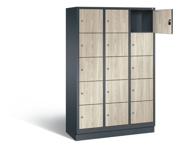 C+P lockerkast Evolo, H1800xB1200xD500mm, kleur: antracietgrijs / decor Sen ash, 48020-325 S10226