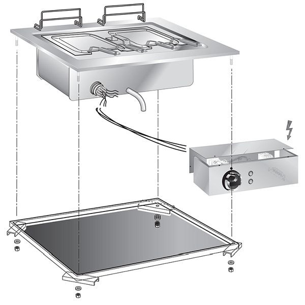 Gastro-Inox drop-in pastakoker, 60cm met aansluitdoos, 160.553