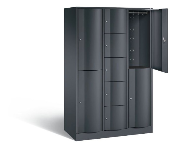 C+P combinatie lockerkast Resisto, H1950xB1148xD540mm, kleur: zwart-grijs, 8070-3720 S10022