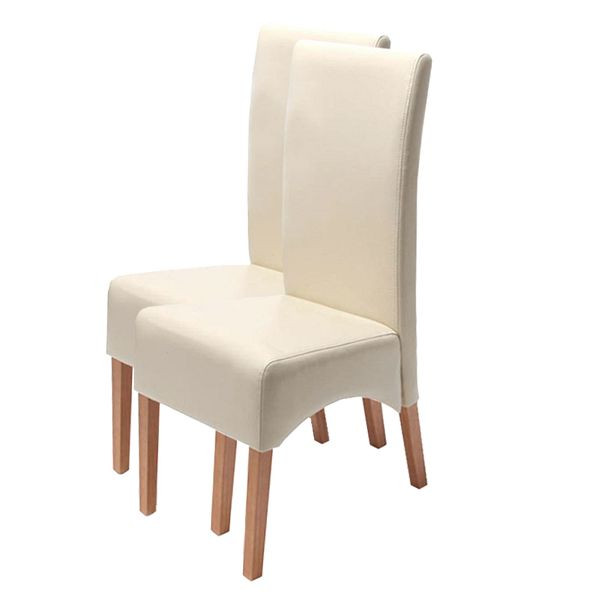 Mendler set van 2 eetkamerstoelen keukenstoelen stoel Latina, LEDER, creme, lichte poten, 7955
