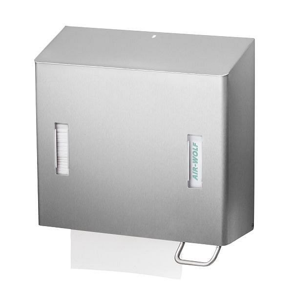 Air Wolf schuimzeep- en papieren handdoekdispenser, Omega-serie, H x B x D: 377 x 377 x 163 mm, gecoat roestvrij staal, 29-072