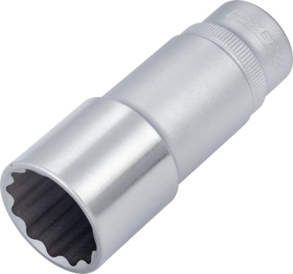 Hazet dop, bi-hex, hol vierkant 10 mm (3/8"), 21 mm, lang type met karteling, 880TZ-21