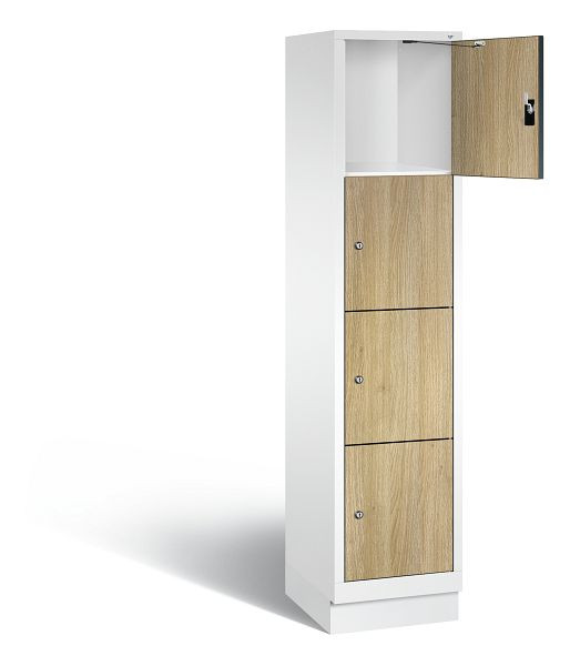 C+P lockerkast Evolo, H1800xB420xD500mm, kleur: verkeerswit / decor eiken Sereno, 48020-124 S10083
