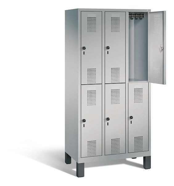 C+P locker dubbeldekker Evolo, H1850xB900xD500mm, kleur: wit aluminium, 48310-30 S10102