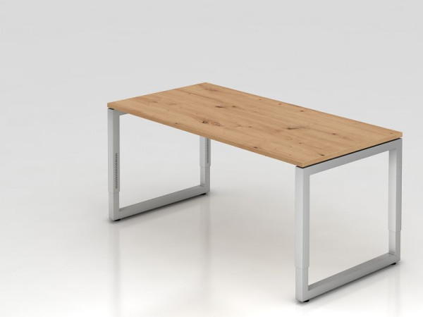 Hammerbacher bureau RS16, 160 x 80 cm, blad: knoestig eiken, 25 mm dik, 2 mm ABS rand, rechthoekige vorm met zwevend tafelblad, VRS16/R/S