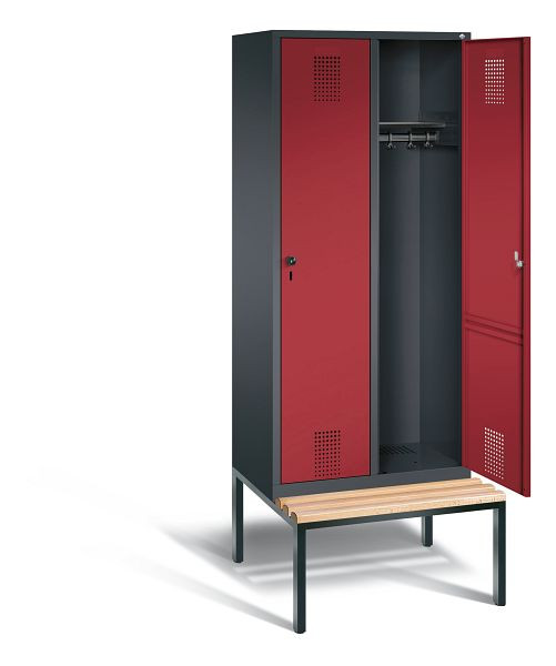 C+P Evolo garderobe, H2090xW810xD815mm, kleur: zwartgrijs/robijnrood, 48050-22 S10010