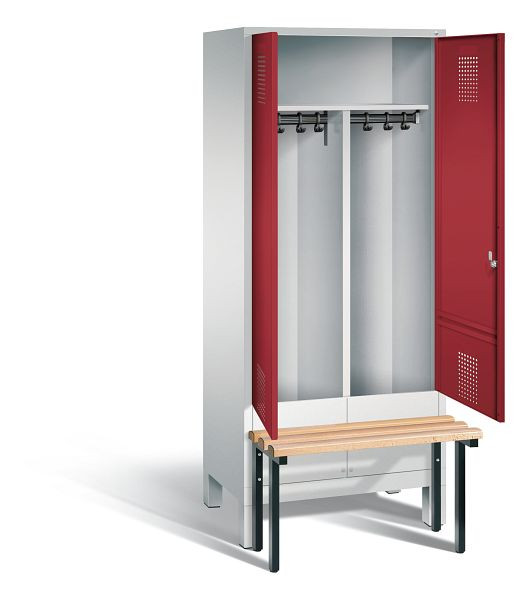 C+P zwart wit kastje Evolo, H1850xW810xD815mm, kleur: lichtgrijs/robijnrood, 48032-22 S10017